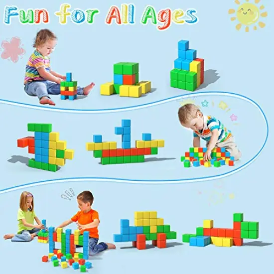 Magnetic Blocks, 1.34 inch Large Magnetic Building Blocks, 3D Magnetic Cubes for Kids, Preschool Educational Construction Kit, Sensory Montessori Toys Kids Blocks for Boys Girls Toddlers {4}