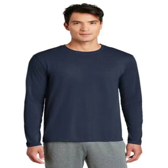 Gildan&reg; Softstyle Long Sleeve T-Shirt Navy {1}