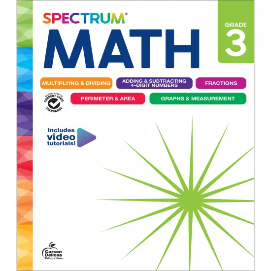 Spectrum 3rd Grade Math Workbook, Mathematics Activity Book for Kids Ages 8-9, Multiplication, Division, Fractions, Addition and Subtraction with 4 Digit Numbers, Classroom or Homeschool Curriculum {1}