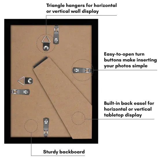 Americanflat Picture Frame Set with Mat - Set of 5 - Photo Frame Set of Five for Wall Display - Plexiglass Cover - Hanging Hardware {12}