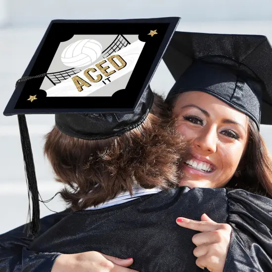 Big Dot of Happiness Grad Volleyball - Graduation Cap Decorations Kit - Grad Cap Cover {3}
