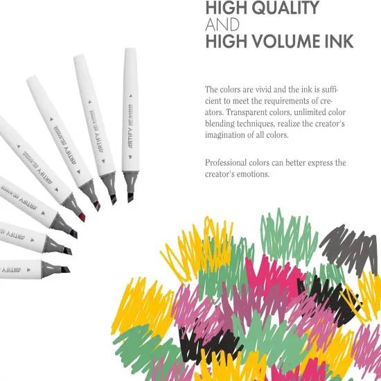 ARTIFY 48 Boho Colors Art Markers, Fine & Broad Dual Tips Professional Artist Markers in Case, Drawing Marker Set with Carrying Case {4}