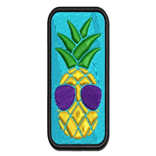 Pineapple Wearing Sunglasses Multi-Color Embroidered Iron-On or Hook & Loop Patch Applique {1}