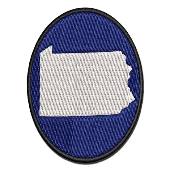 Pennsylvania State Silhouette Multi-Color Embroidered Iron-On or Hook & Loop Patch Applique {1}