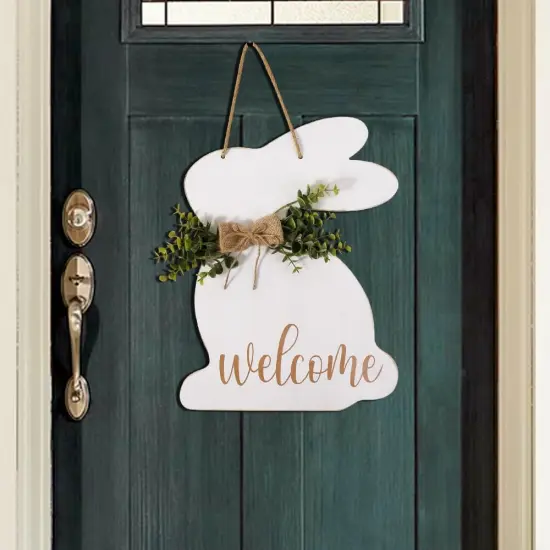 1Pc Rustic Wooden Easter Bunny Welcome Sign {1}