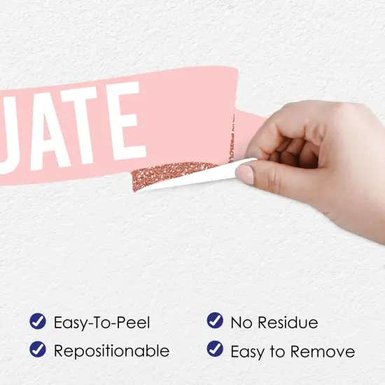 Big Dot of Happiness Rose Gold Graduation Party Photo Backdrop - Wall Decals {4}