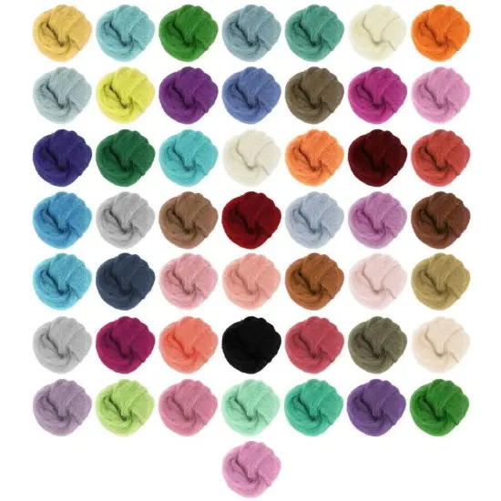 50 Colors Fibre Wool Roving For Needle Felting Spinnings DIY Craft Material Set {1}