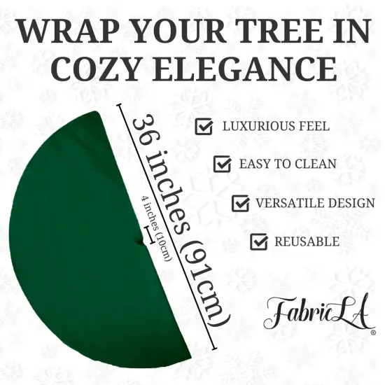 FabricLA 36" Kelly Green Faux Fur Christmas Tree Skirt - Fluffy Plush Tree Skirt (91cm) for Holiday Decorations {3}