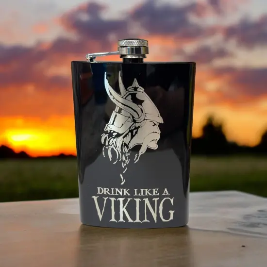 8oz Drink Like a Viking Black Flask {3}