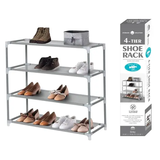 4-Tier Shoe Storage and Organizer Rack Gray {1}