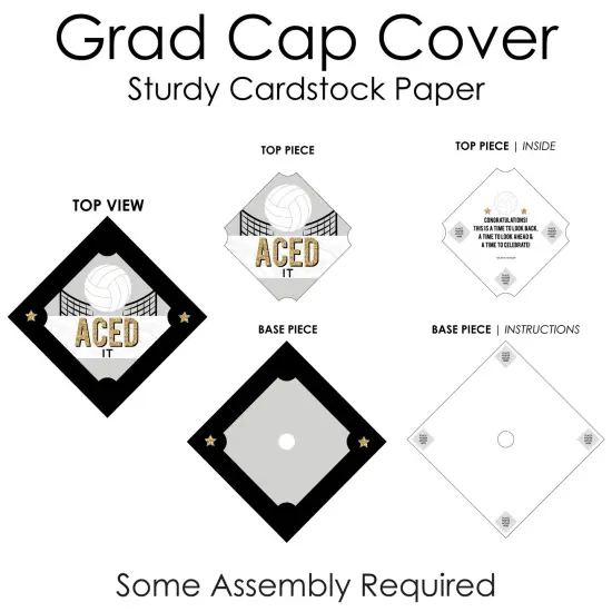 Big Dot of Happiness Grad Volleyball - Graduation Cap Decorations Kit - Grad Cap Cover {7}