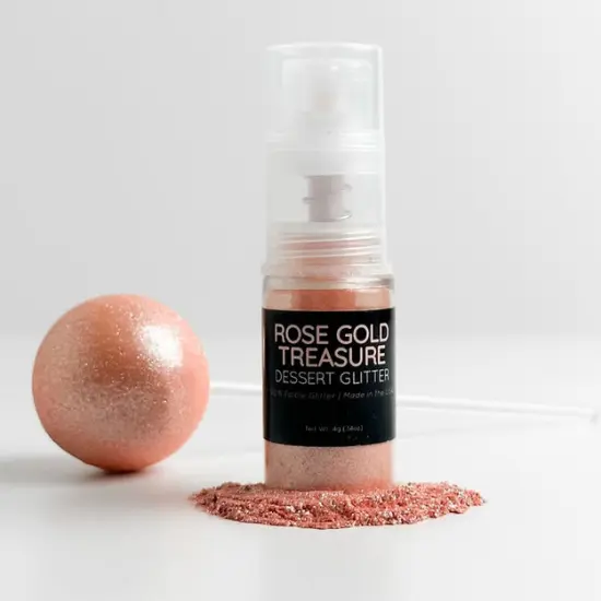 Shine Dessert Glitter: "Rose Gold Treasure" - Rose Gold Edible Dessert Glitter (Dust Pump) {1}