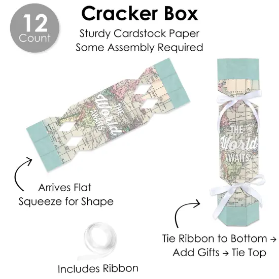 Big Dot of Happiness World Awaits - No Snap Travel Themed Party Table Favors - DIY Cracker Boxes - Set of 12 {6}