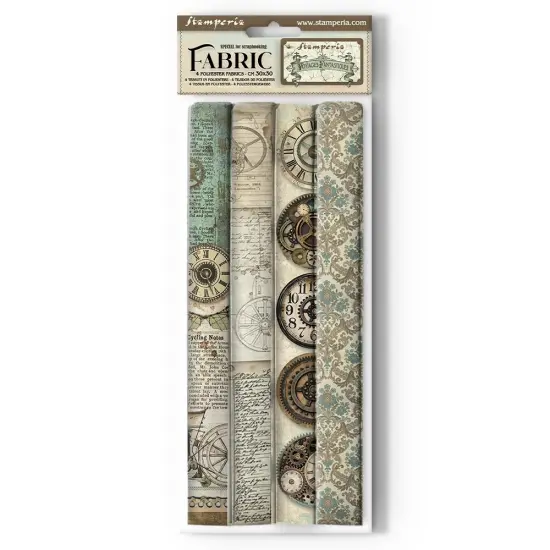 Stamperia Polyester Fabric 12'X12" 4/Pkg-Voyages Fantastiques {1}