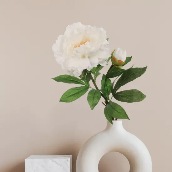 12-Pack: White Peony Spray with Lifelike Silk Foliage - Ideal for Bouquets, Floral Arrangements, Weddings & Home Decor, Perfect for Year-Round Accents - Floral Home by Artificial Flowers {2}