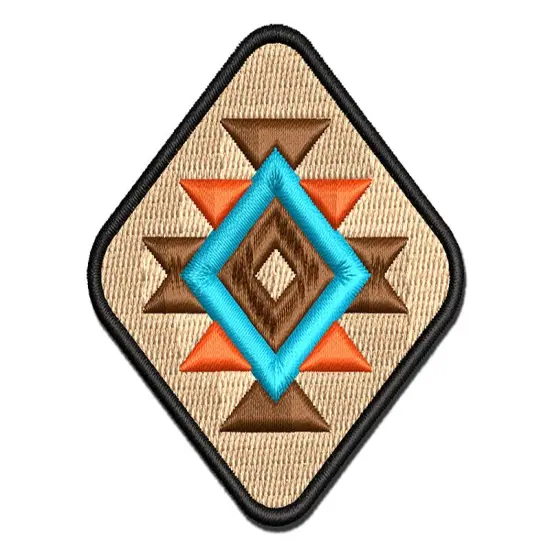 Southwest Pattern Shape Multi-Color Embroidered Iron-On or Hook & Loop Patch Applique {1}