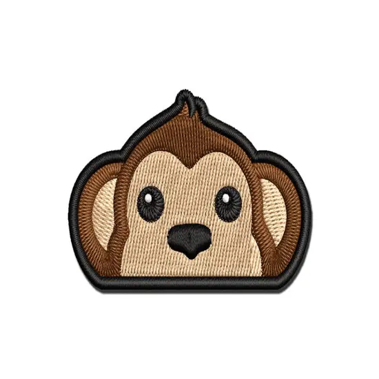 Peeking Monkey Multi-Color Embroidered Iron-On or Hook & Loop Patch Applique {1}