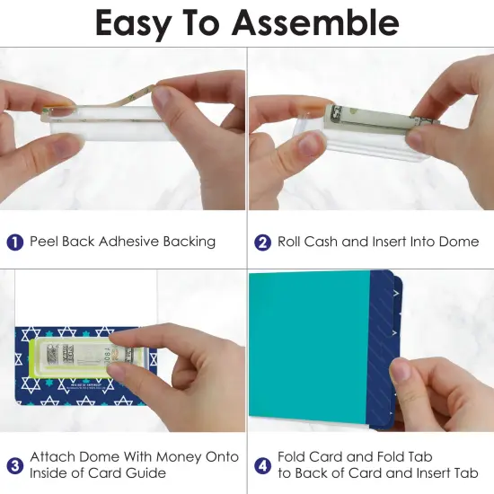 Big Dot of Happiness Blue Bar Mitzvah - DIY Assorted Boy Cash Holder Gift - Funny Money Cards - Set of 6 {4}