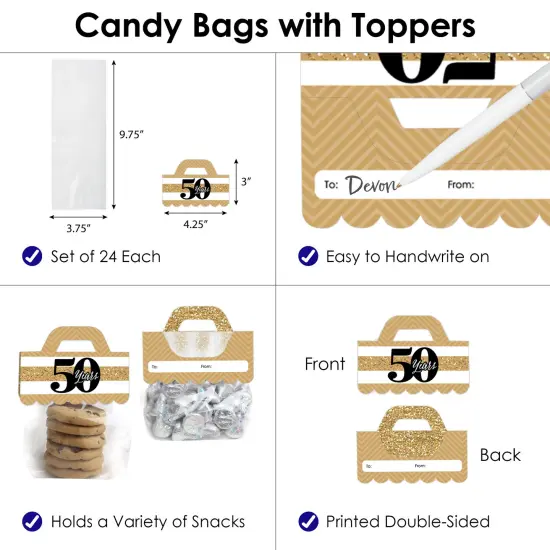 Big Dot of Happiness We Still Do 50th Wedding Anniversary - DIY Anniversary Party Clear Goodie Favor Bag Labels - Candy Bags with Toppers - Set of 24 {4}