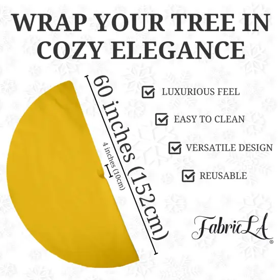 FabricLA 60" Golden Yellow Faux Fur Christmas Tree Skirt - Fluffy Plush Tree Skirt (152cm) for Holiday Decorations {3}