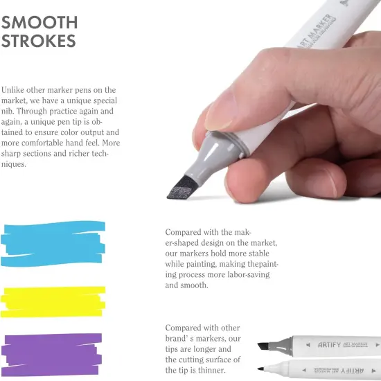 ARTIFY 48 Boho Colors Art Markers, Fine & Broad Dual Tips Professional Artist Markers in Case, Drawing Marker Set with Carrying Case {5}