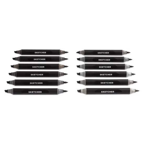 Molotow Sketcher Twin Graphic Markers - Grey Kit 1, Set of 12 {1}
