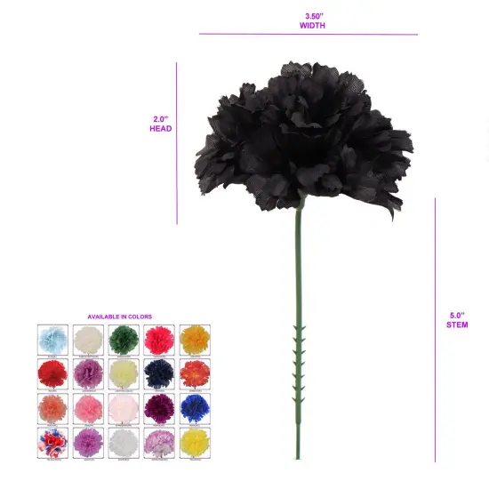 Black Carnation Picks: Set of 100, 5" Long, 3.5" Wide, Silk Flowers by Floral Home&reg;, Floral Home by Artificial Flowers {2}