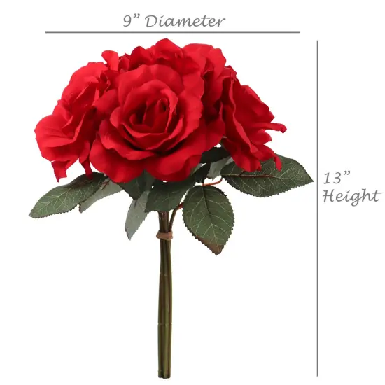 12-Pack: Red Rose Bouquet with 6 Silk Flowers & Foliage , Floral Home by Artificial Flowers {2}