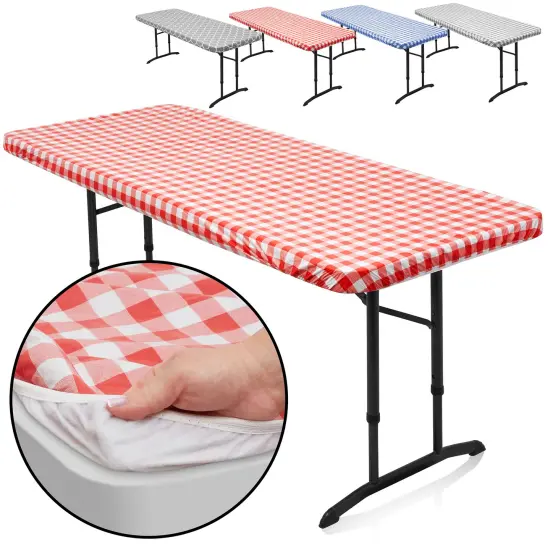 Lann's Linens Vinyl Tablecloth with Flannel Backing, Patterned - Fitted Waterproof Table Cover for Indoor / Outdoor Use {7}