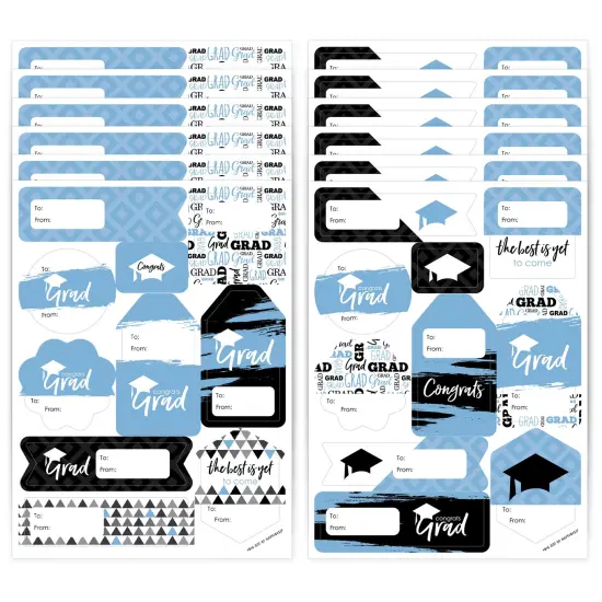 Big Dot of Happiness Light Blue Grad Best is Yet to Come Assorted Graduation Party Gift Tag Labels To & From Stickers 12 Sheets 120 Stickers {1}
