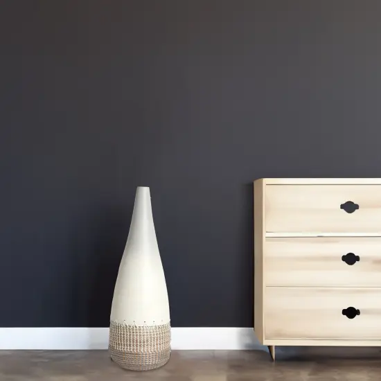 Tall Handwoven Bamboo & Seagrass Floor Vase: Eco-Friendly Home D&eacute;cor Accent - Organic Coastal Boho Chic Decoration -Natural Pottery for Entryway, Living Room, Dining Room, Hallway, Bedroom {6}