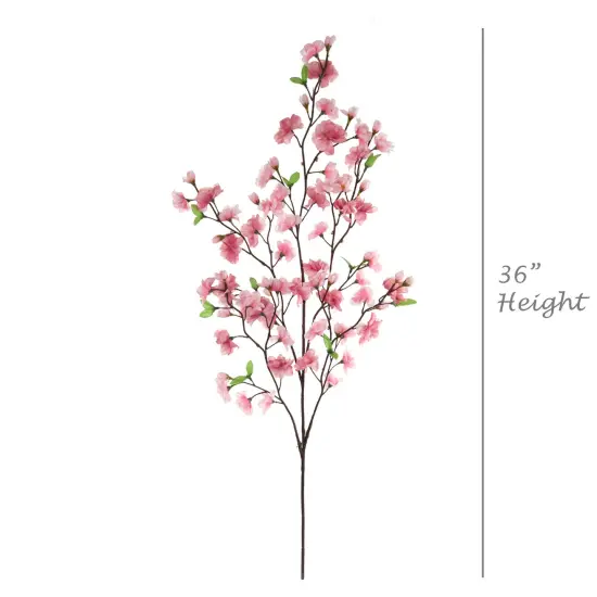 36-Inch Dark Pink Silk Cherry Blossom Stems - Set of 3 Lifelike Flowers, Perfect for Bouquets, Floral Arrangements & Home Decor - Floral Home by Artificial Flowers {2}