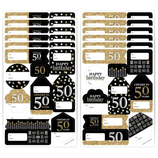 Big Dot of Happiness Adult 50th Birthday - Gold - Assorted Birthday Party Gift Tag Labels - To and From Stickers - 12 Sheets - 120 Stickers {1}