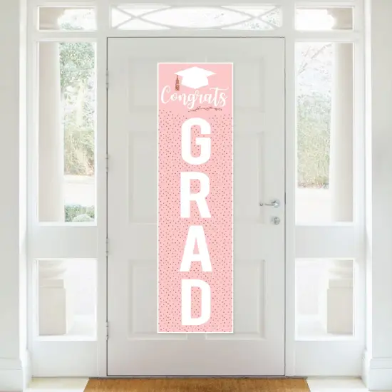Big Dot of Happiness Rose Gold Graduation Party Door Decoration - Vertical Banner {3}