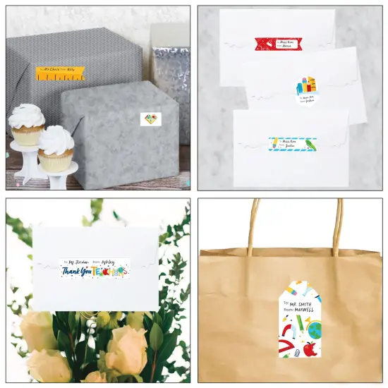 Big Dot of Happiness Thank You Teachers - Assorted Teacher Appreciation Gift Tag Labels - To and From Stickers - 12 Sheets - 120 Stickers {7}