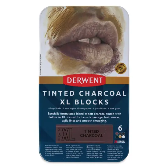 Derwent Tinted Charcoal XL Blocks - Assorted, Set of 6 {1}
