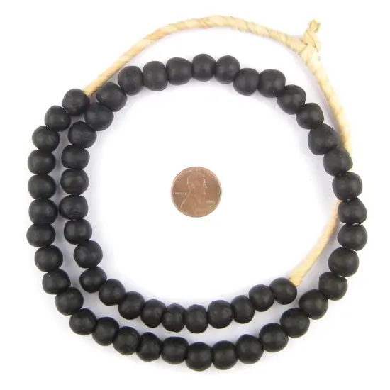 The Bead Chest African Recycled Glass Beads, 11mm - Full Strand Eco-Friendly Fair Trade Sea Glass Beads from Ghana Handmade Ethnic Round Spherical Tribal Boho Krobo Spacer Beads Groundhog Grey {5}