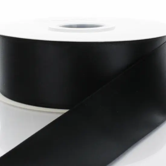 3" Double Faced Satin Ribbon 030 Black 25yd {1}