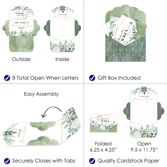 Big Dot of Happiness Boho Botanical - Cards for Couples Gift Box Kit - Open When Letters - Set of 8 {7}