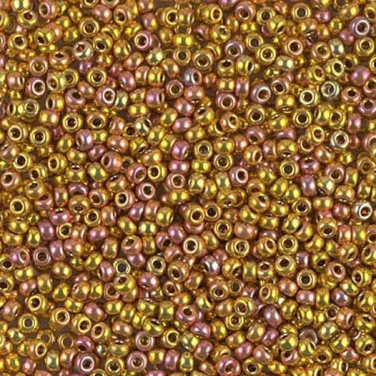 Miyuki 11 Round Seed Bead, 11-199, 24kt Gold Iris, 13 grams {1}
