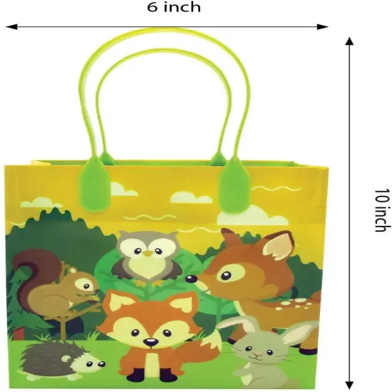 Tiny Mills Woodland Animals Forest Creatures Critters Party Favor Bags Treat Bags with Handles, Candy Bags for Birthday Party Bags Party Supplies,12 Pack {4}