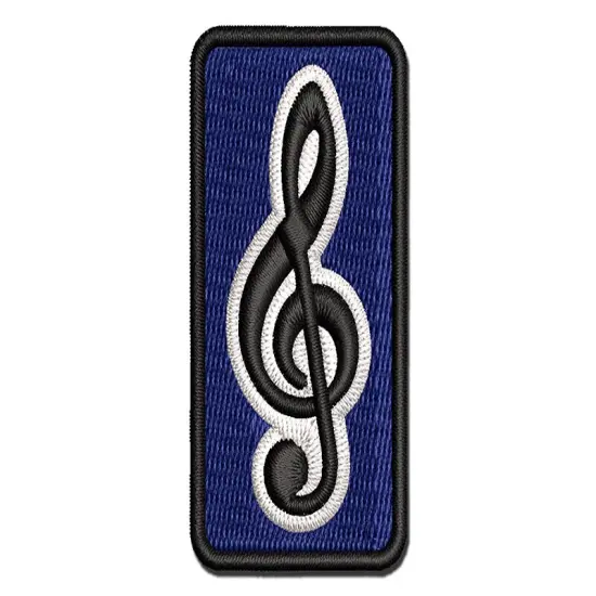 Treble Clef Music Multi-Color Embroidered Iron-On or Hook & Loop Patch Applique {1}