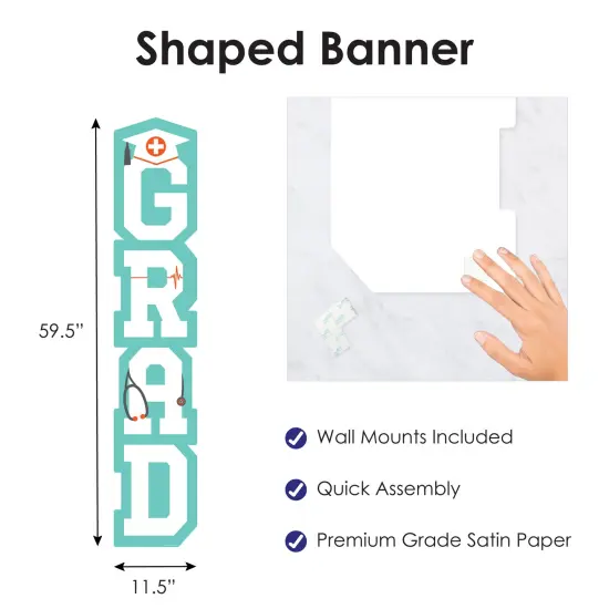 Big Dot of Happiness Medical School Graduation Banner - Vertical Shaped Banner Decorations {4}