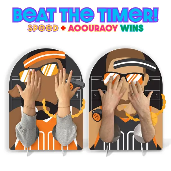 Big Dot of Happiness Nothin' But Net - Basketball - Baby Shower or Birthday Activity - 2 Player Build-A-Face Party Game {4}