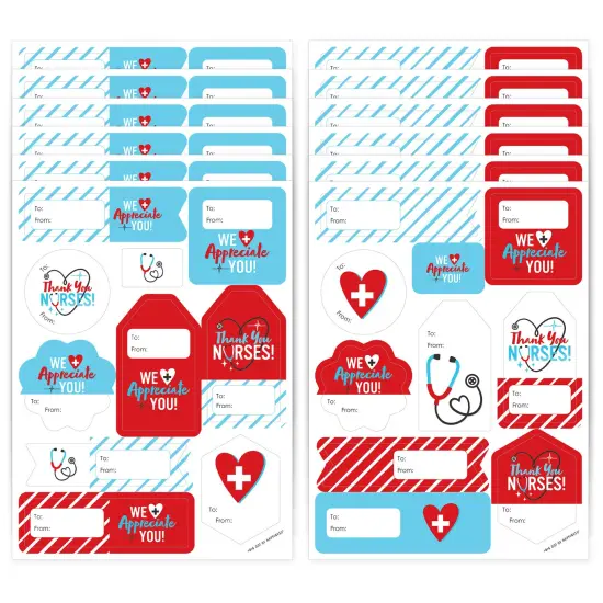 Big Dot of Happiness Thank You Nurses - Assorted Nurse Appreciation Week Gift Tag Labels - To and From Stickers - 12 Sheets - 120 Stickers {1}