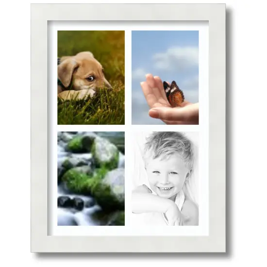 ArtToFrames Collage Photo Picture Frame with 4 - 5x7 inch Openings, Framed in White with Over 62 Mat Color Options and Regular Glass (CSM-3966-2153) {7}