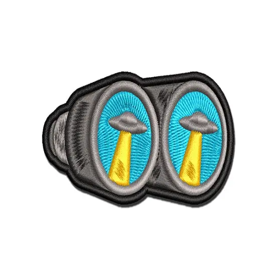 UFO Sighting Binoculars Aliens Multi-Color Embroidered Iron-On or Hook & Loop Patch Applique {1}
