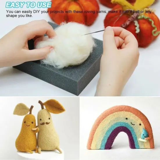 50 Colors Fibre Wool Roving For Needle Felting Spinnings DIY Craft Material Set {2}