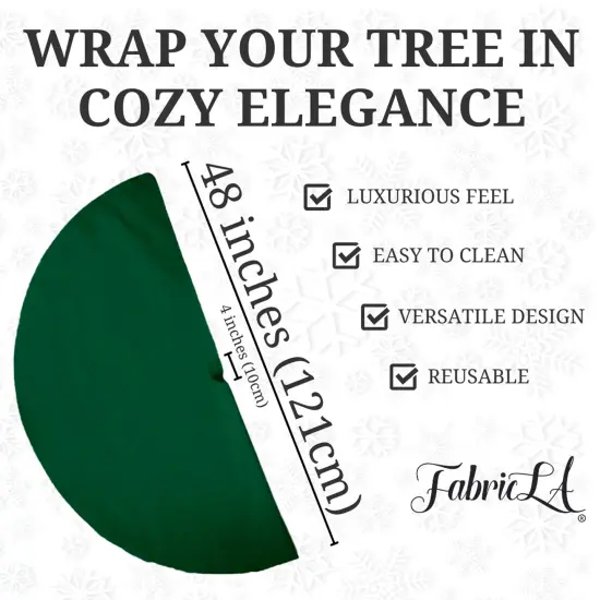 FabricLA 48" Kelly Green Faux Fur Christmas Tree Skirt - Fluffy Plush Tree Skirt (121cm) for Holiday Decorations {3}