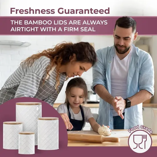 Farmhouse White Metal Canister Set - Airtight Kitchen Storage (Set of 4) {3}